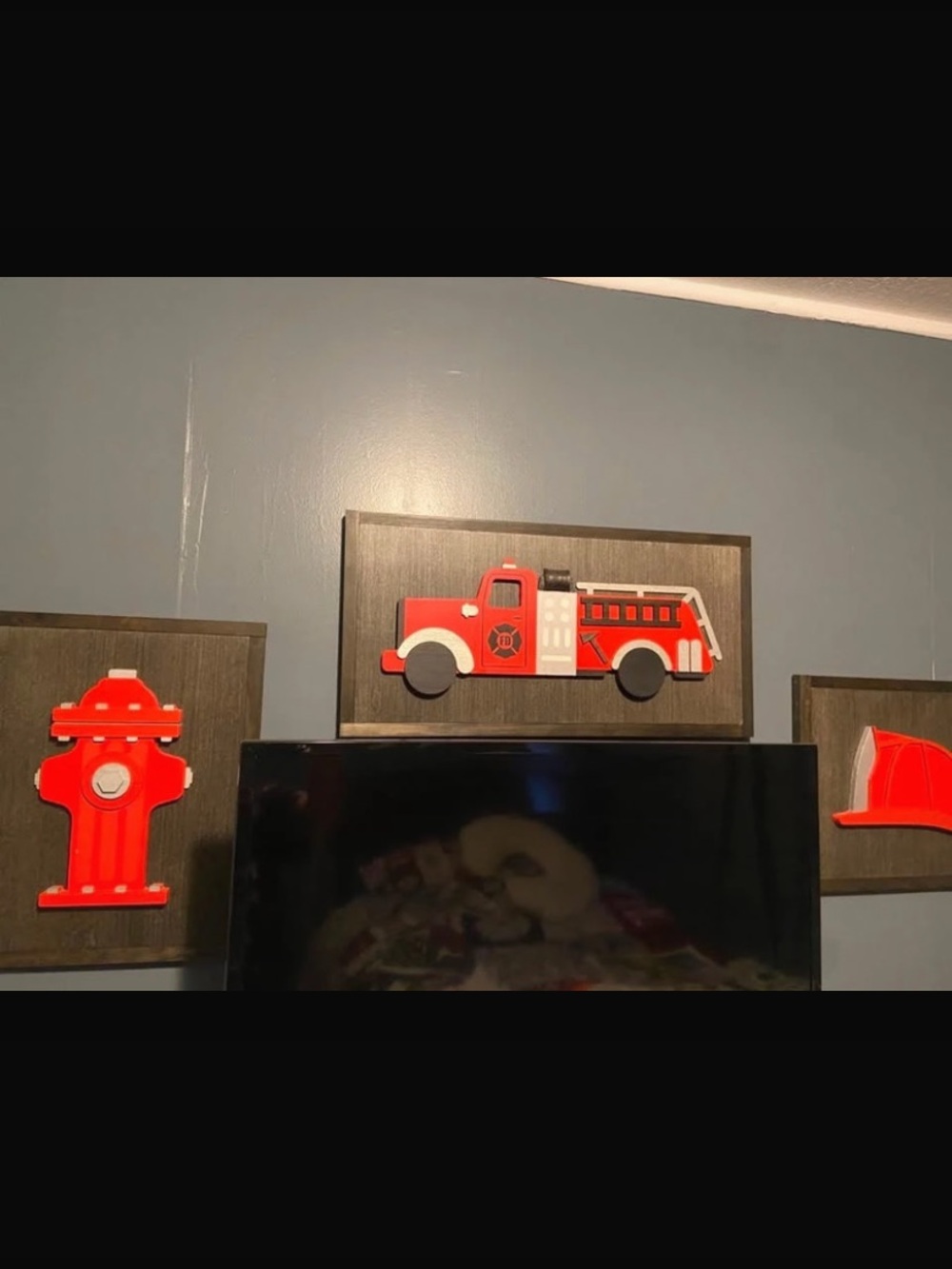 Red Fire Truck Wall Frame - Unbranded